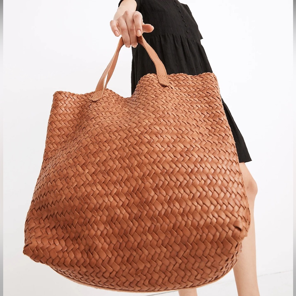 MADEWELL The Medium Transport Tote: Woven Leather Edition NEW